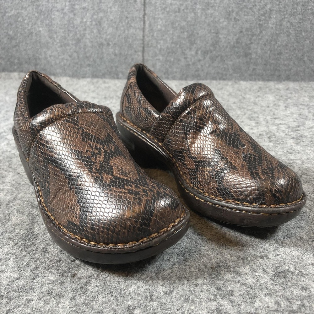 B.o.c Clogs Women's Size 9.5‎ M Brown Snake Print Faux Leather Slip on